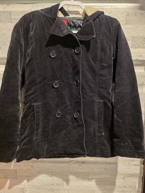 TILT Black Corduroy Double-Breasted Peacoat